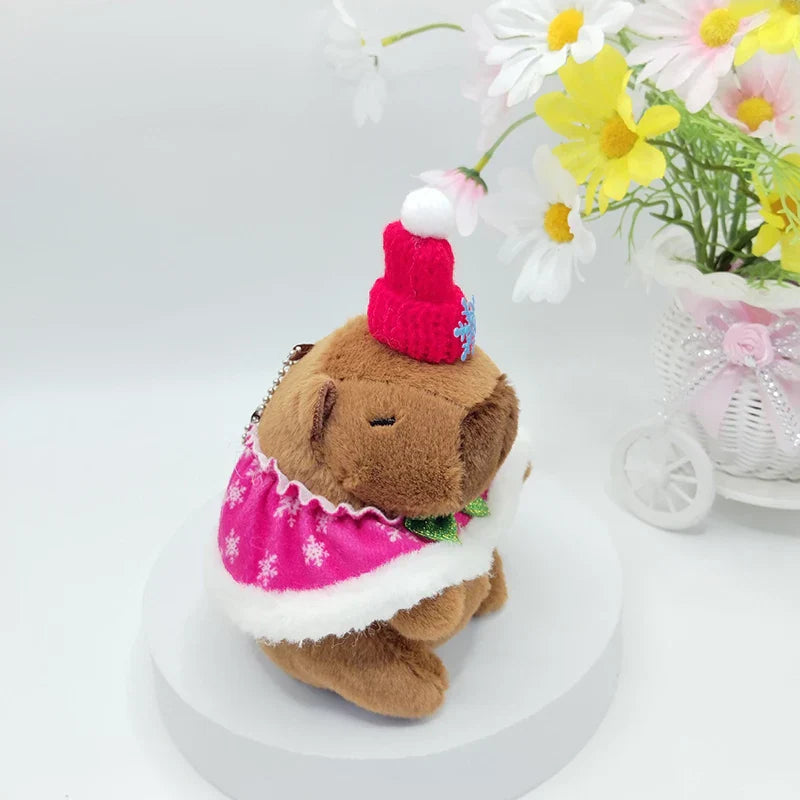 Christmas Cloak Capybara Plush Doll Keychain